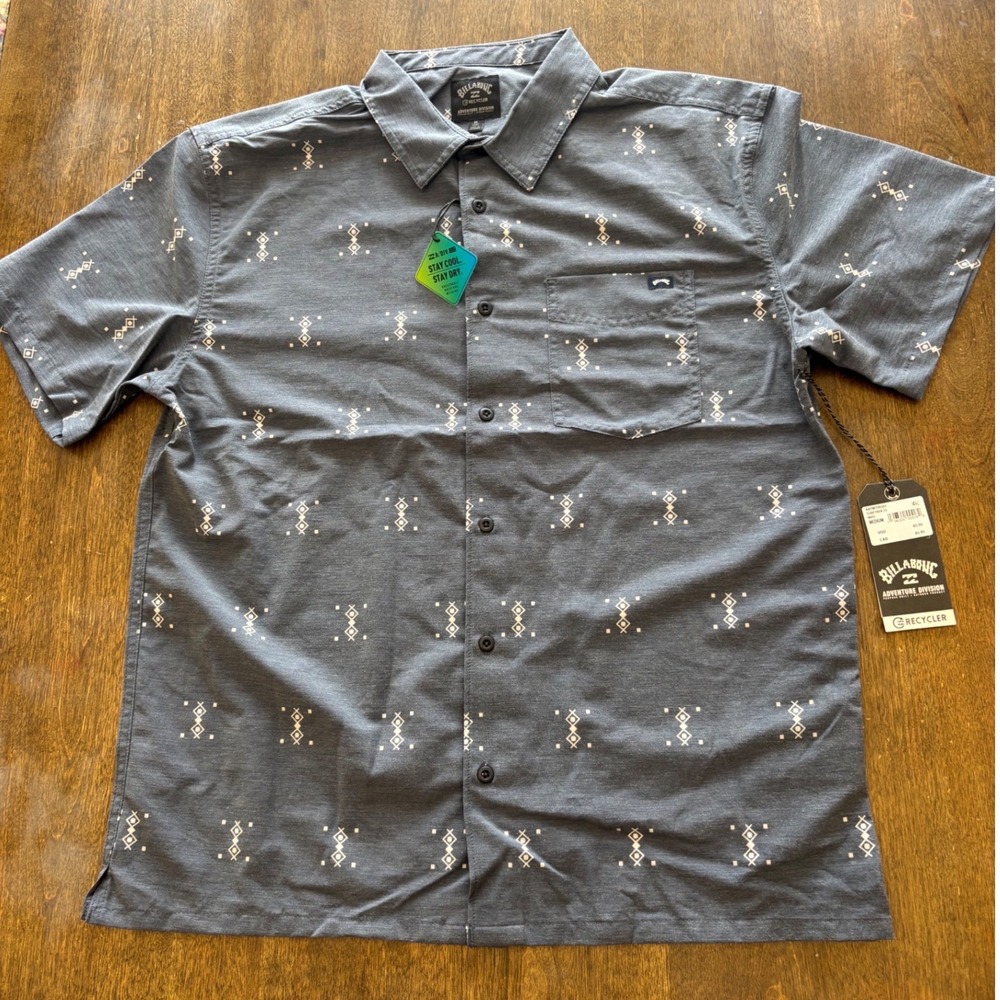 Billabong Adventure Division Surftrek SS Grey Geometric Shirt ABYWT00261 Mens M